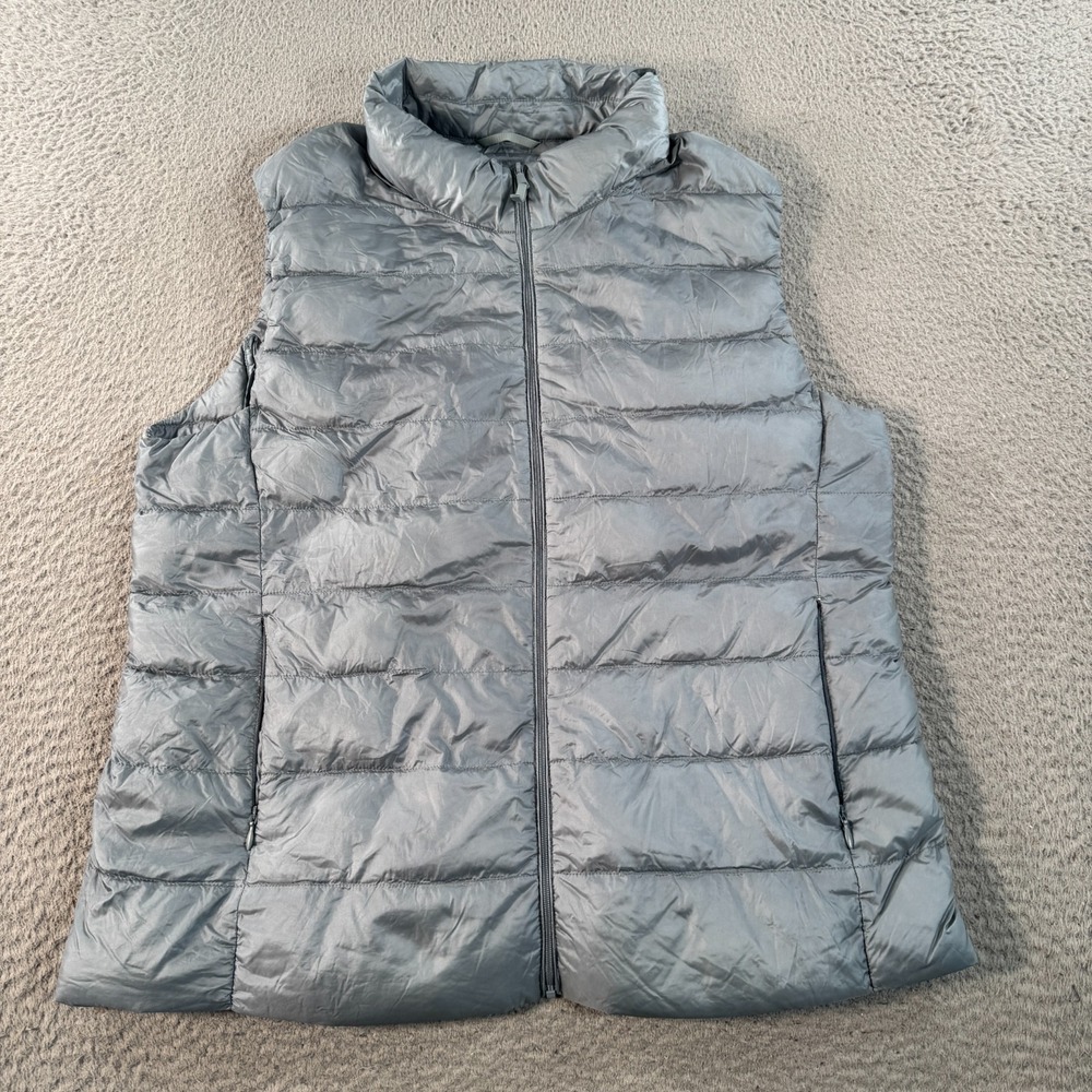 Uniqlo Ultralight Down Puffer Vest Men's XL Gray Packable Full Zip Travel Hiking